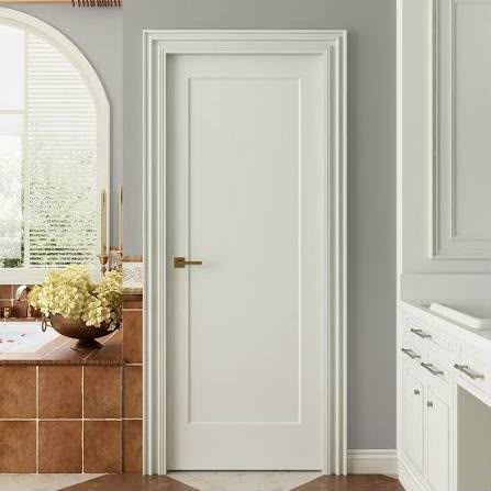 White panelled interior door with a brass handle
